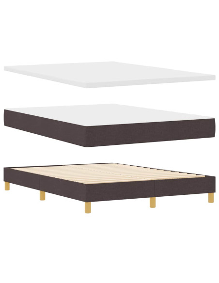 Letto a molle con materasso Marrone Scuro 140 x 190 cm Tessuto