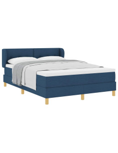 Letto a molle con materasso Blu 140 x 190 cm Tessuto 2