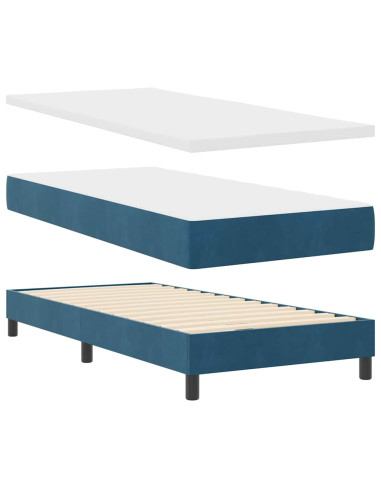 Letto a molle con materasso Blu scuro 100 x 200 cm Velluto
