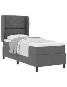 Letto a molle con materasso Grigio scuro 80 x 200 cm Tessuto 2