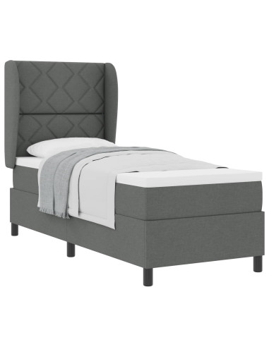 Letto a molle con materasso Grigio scuro 80 x 200 cm Tessuto
