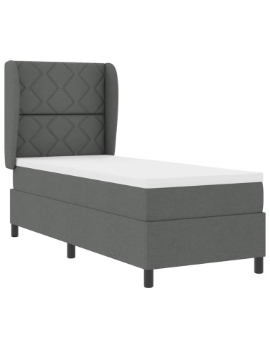 Letto a molle con materasso Grigio scuro 80 x 200 cm Tessuto