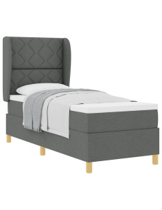 Letto con molle e materasso Grigio Scuro 90x190 cm Tessuto 2