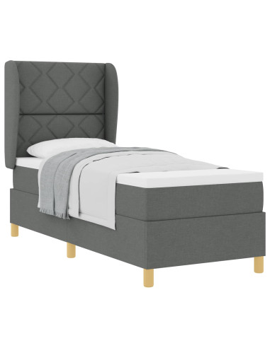 Letto con molle e materasso Grigio Scuro 90x190 cm Tessuto