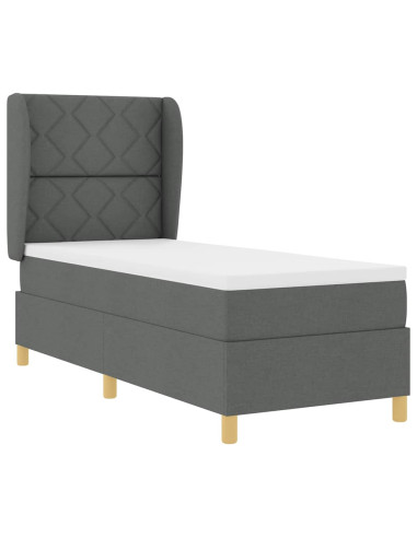 Letto con molle e materasso Grigio Scuro 90x190 cm Tessuto