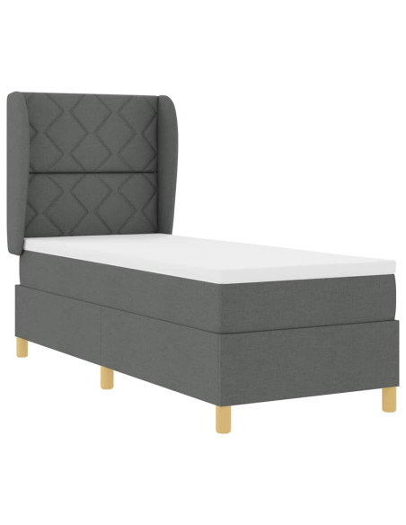 Letto con molle e materasso Grigio Scuro 90x190 cm Tessuto