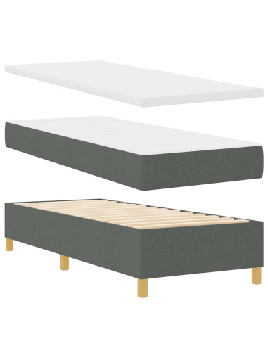 Letto con molle e materasso Grigio Scuro 90x190 cm Tessuto
