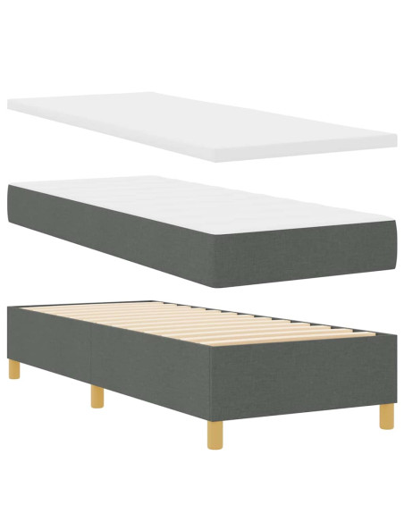 Letto con molle e materasso Grigio Scuro 90x190 cm Tessuto