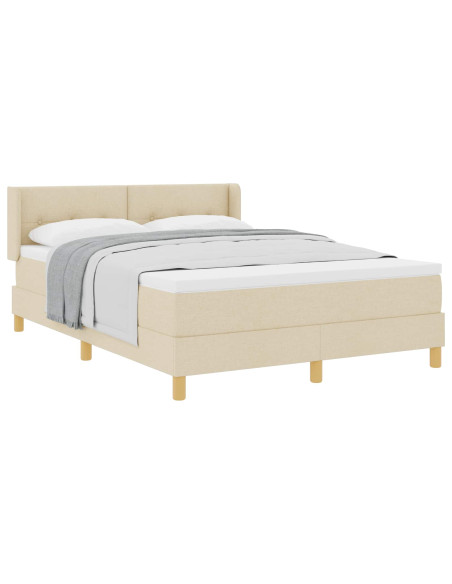 Letto a molle con materasso Crema 190 x 140 cm Poliestere