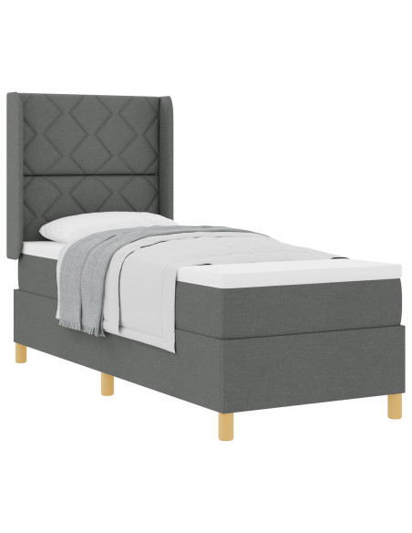 Letto a molle con materasso Grigio scuro 80 x 200 cm Tessuto