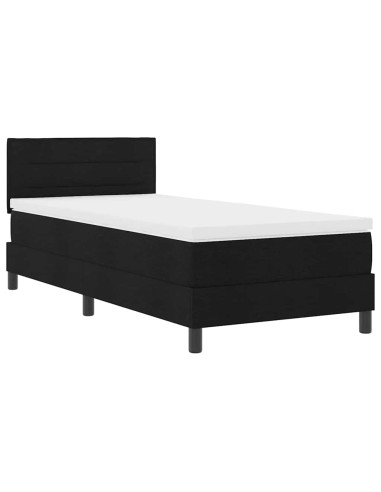 Letto a molle con materasso con led Nero 80 x 200 cm Tessuto