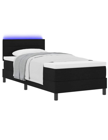 Letto a molle con materasso con led Nero 80 x 200 cm Tessuto