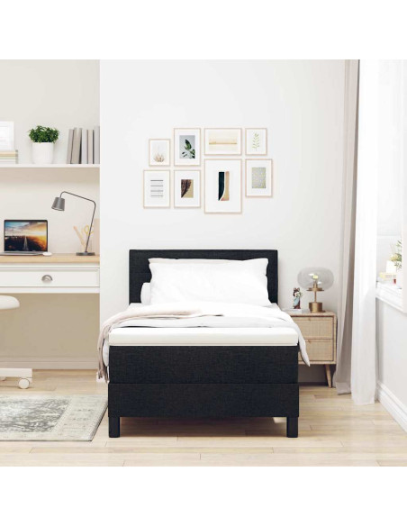 Letto a molle con materasso con led Nero 80 x 200 cm Tessuto