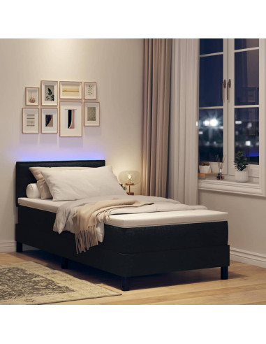 Letto a molle con materasso con led Nero 80 x 200 cm Tessuto