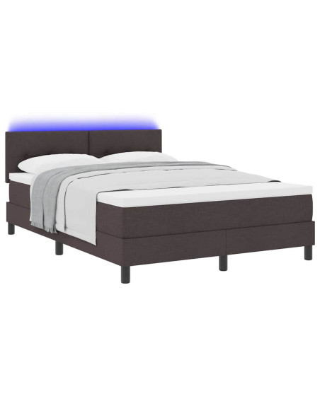 Letto a molle con materasso Marrone Scuro 140 x 190 cm Tessuto