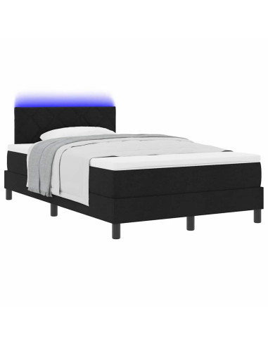 Letto a molle con materasso con led Nero 120 x 190 cm Tessuto
