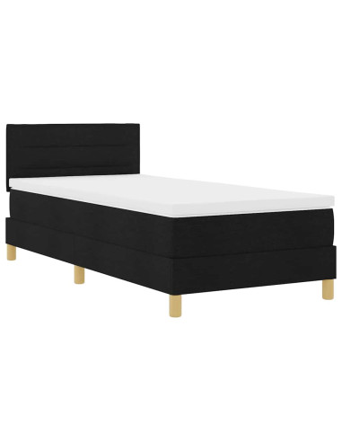 Letto a Sorgente LED con materasso Nero 80 x 200 cm Tessuto