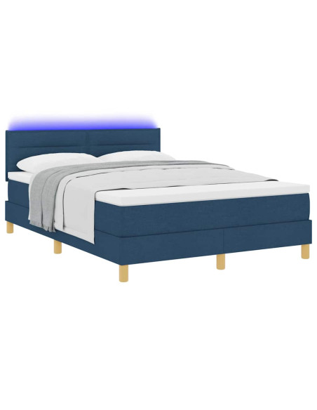 Letto a Sorgente LED con materasso Blu 140 x 190 cm Tessuto