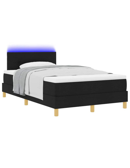 Letto a Sorgente LED con materasso Nero 120 x 190 cm Tessuto