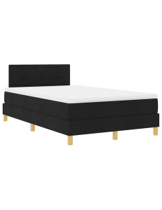 Letto a Sorgente LED con materasso Nero 120 x 200 cm Tessuto 2