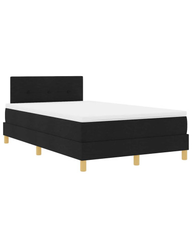 Letto a Sorgente LED con materasso Nero 120 x 200 cm Tessuto
