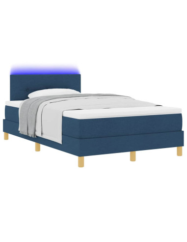 Letto a Sorgente LED con materasso Blu 120 x 200 cm Tessuto