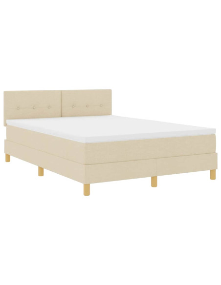 Letto a Sorgente LED con materasso Crema 140 x 190 cm Tessuto