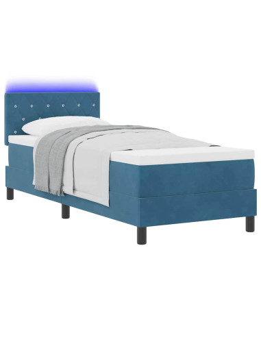 Letto a Sorgente LED con led Blu Scuro 80 x 200 cm Velluto