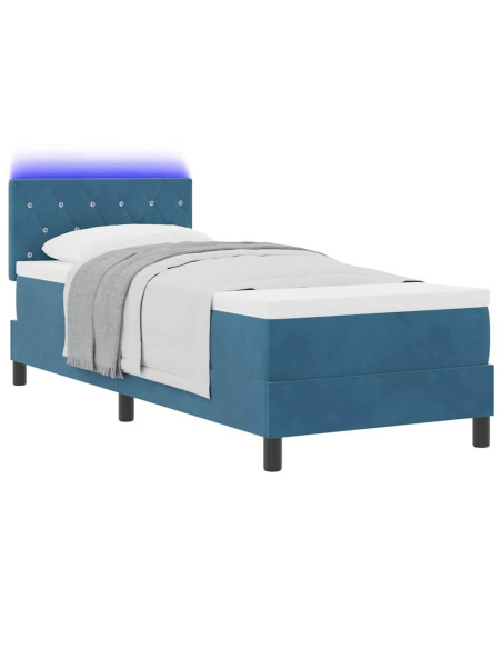 Letto a Sorgente LED con led Blu Scuro 80 x 200 cm Velluto