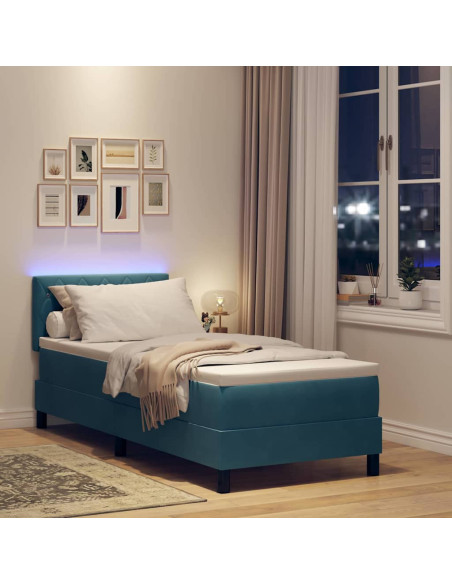 Letto a Sorgente LED con led Blu Scuro 80 x 200 cm Velluto