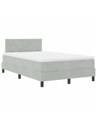 Letto a Sorgente LED con led Grigio chiaro 120 x 190 cm Velluto