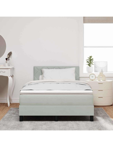 Letto a Sorgente LED con led Grigio chiaro 120 x 190 cm Velluto