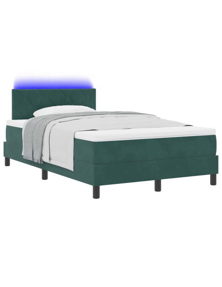 Letto a Sorgente LED con led Verde Scuro 120 x 190 cm Velluto