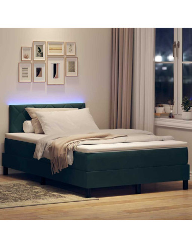Letto a Sorgente LED con led Verde Scuro 120 x 190 cm Velluto