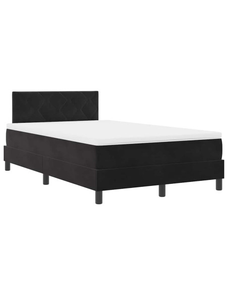 Letto a Sorgente LED con materasso Nero 120 x 200 cm Velluto