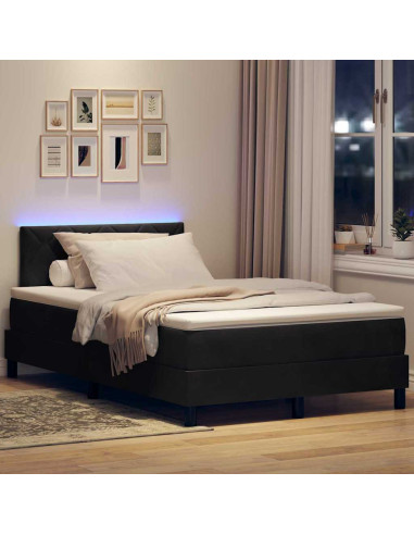 Letto a Sorgente LED con materasso Nero 120 x 200 cm Velluto