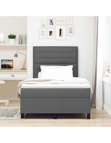 Letto a molle con materasso Grigio scuro 120 x 200 cm Tessuto
