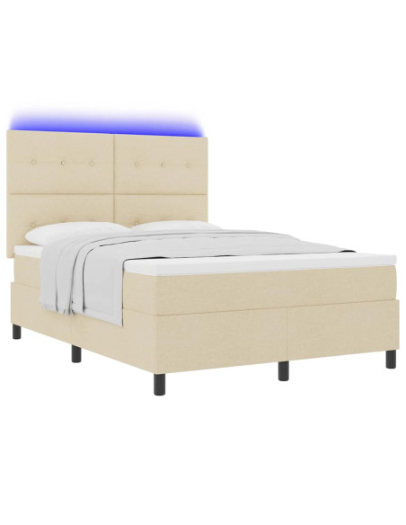Letto a molle con materasso con led Crema 140 x 190 cm Tessuto