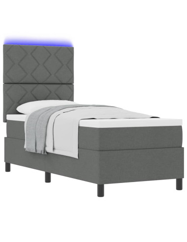 Letto a molle con materasso Grigio scuro 80 x 200 cm Tessuto