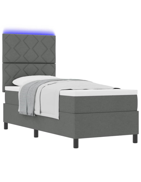 Letto a molle con materasso Grigio scuro 80 x 200 cm Tessuto