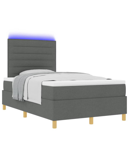 Letto a Sorgente LED Grigio scuro 120 x 200 cm Tessuto