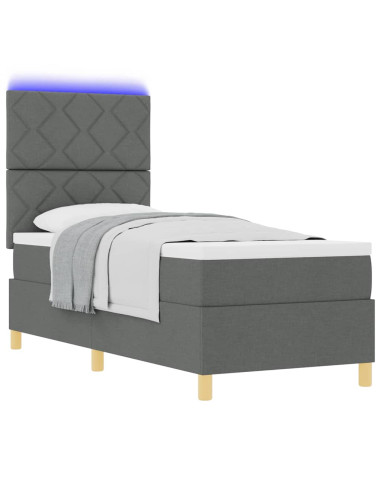 Letto a Sorgente LED Grigio scuro 80 x 200 cm Tessuto