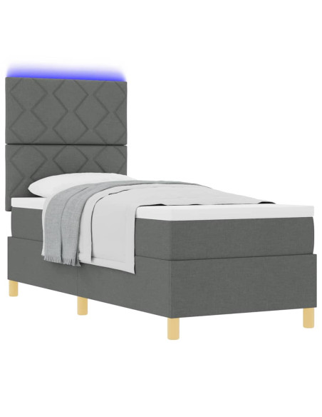 Letto a Sorgente LED Grigio scuro 80 x 200 cm Tessuto