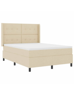 Letto a Sorgente LED con materasso Crema 140 x 190 cm Tessuto 2