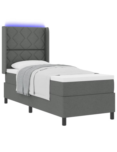 Letto a Sorgente LED Grigio scuro 80 x 200 cm Tessuto