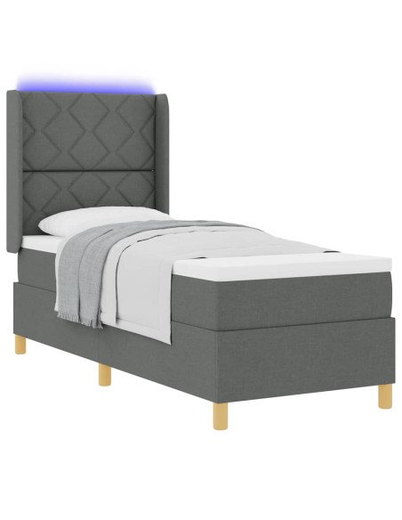 Letto a molle con materasso Grigio 140 x 200 cm Tessuto