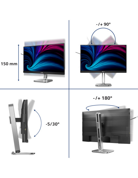 Philips Serie 4000 27B2N4500/00 Monitor PC 68,6 cm (27") 2560 x 1440 Pixel Quad HD LCD Grigio