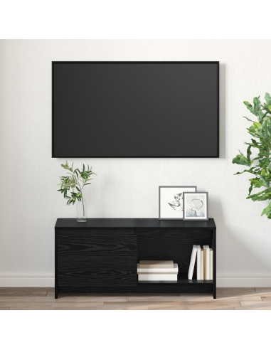 Set mobile TV Rovere Nero 90 x 35 x 40 cm Legno multistrato