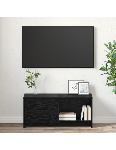 Set mobile TV Rovere Nero 90 x 35 x 40 cm Legno multistrato