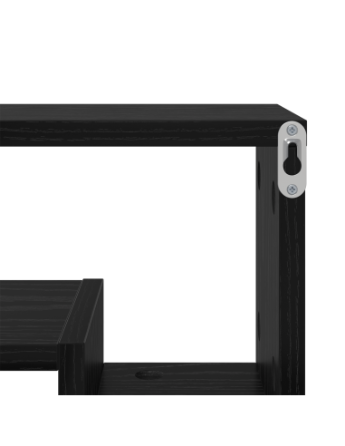 Scaffale da parete con lo scaffale Rovere nero 82 x 15 x 51 cm